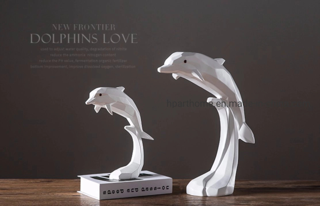 White Visual Dolphins Statues Office Gifts Resin Craft Supplies