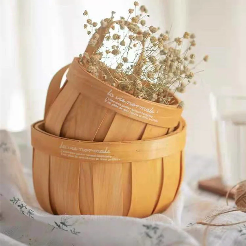 Eco-Friendly Portable Square Bottom Large Dirty Clothes Woven Wood Chips Storage Basket