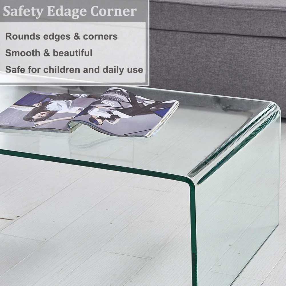 Home Furniture Coffee Tables Tempered Toughed Hot Bending Glass Modern Decor Clear Coffee Table Glass for Living Room Easy to Clean and Safe Rounded Edges