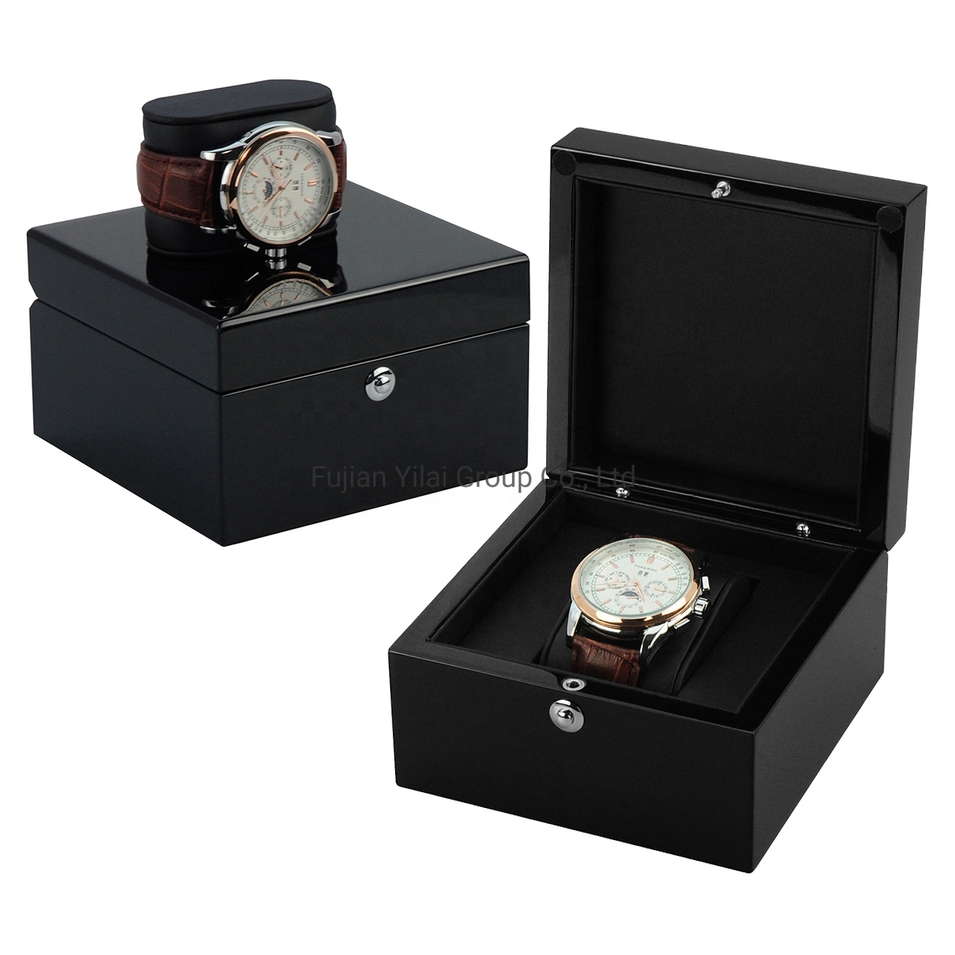in Stock Low MOQ Custom Logo Wooden Watch Box Leather Watch Case with Gift Box Packaging Prompt Delivery Within 3 Days