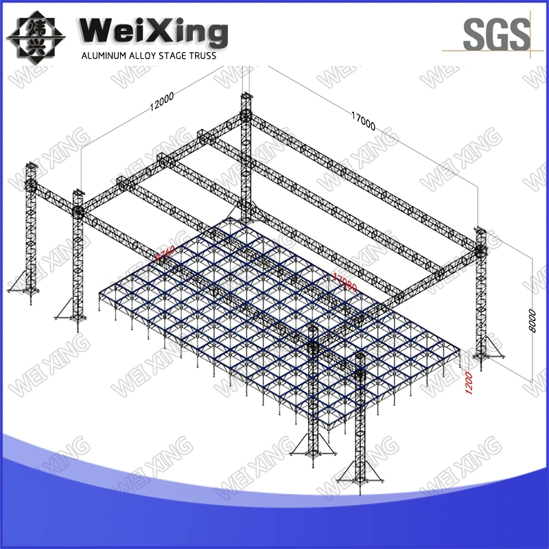 17X12X8m Aluminum Frame Truss Structure /Bolt Stage Lights Exhibition Truss Fast Build Stage Trusses