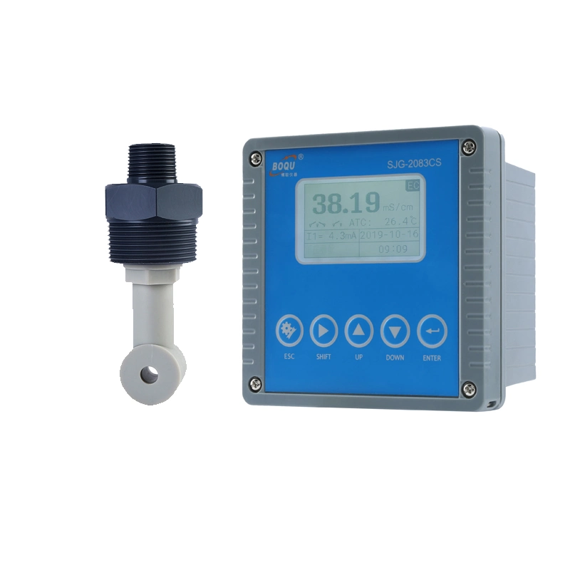 Boqu Sjg-2083CS con mayor rango de medición de 2000ms/cm para la medición de ácido fuerte y potente aplicación de álcali Medidor de conductividad inductiva