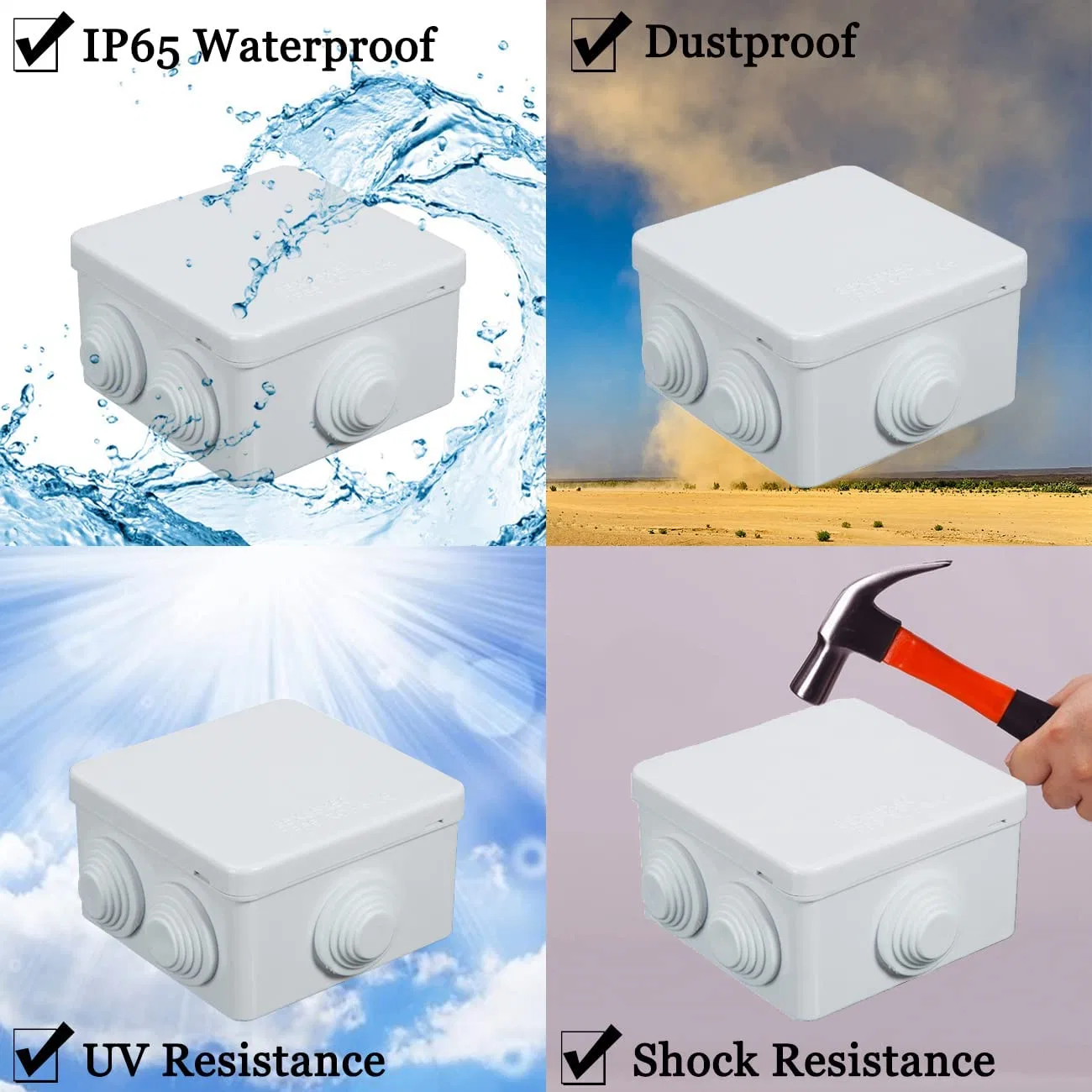 Rfb-Ra 150X150X70 ABS Plastic Dustproof Waterproof IP65 Junction Box Universal Electrical Project Enclosure White