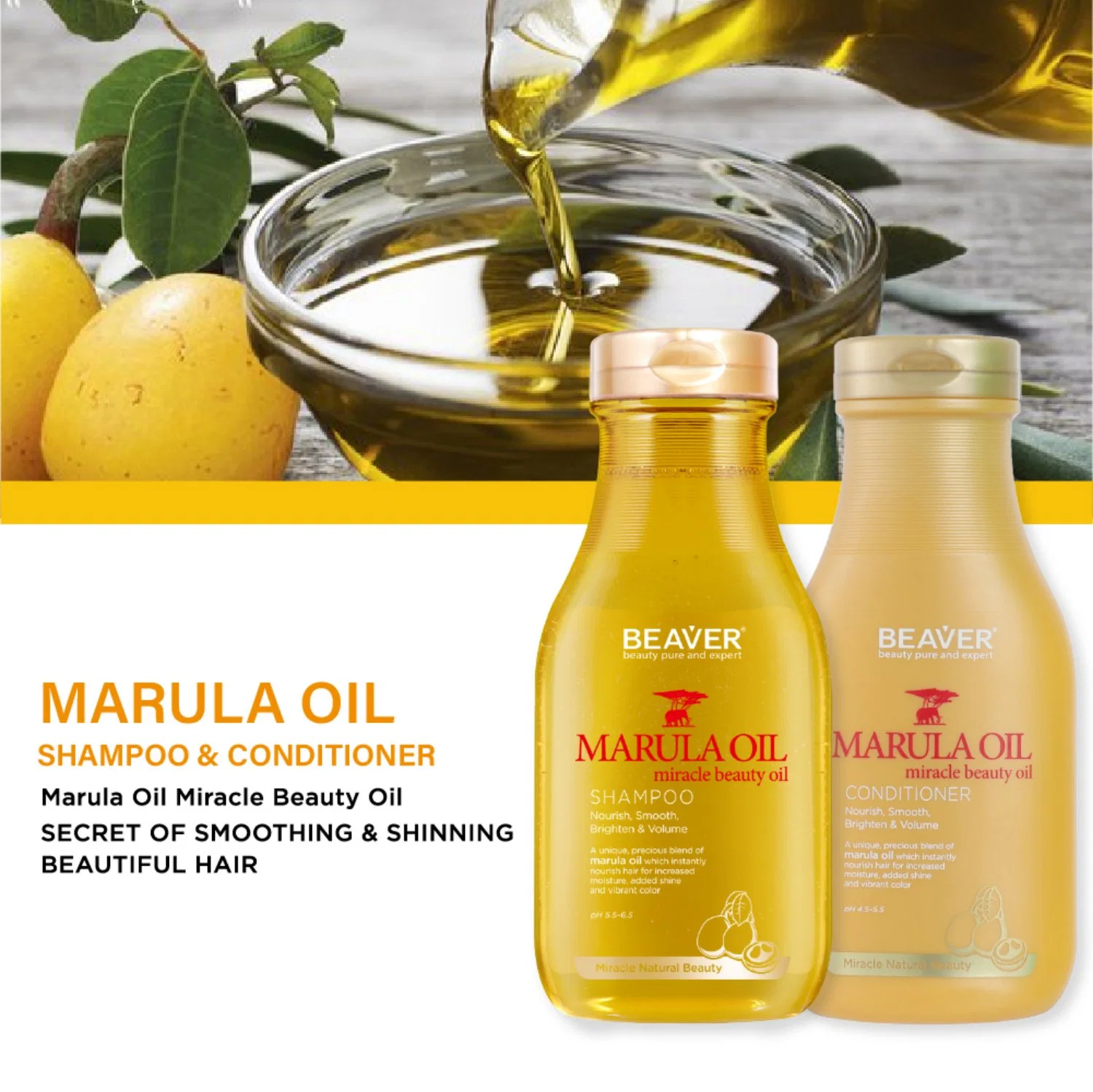 Beaver Marula Oil Hair Shampoo and Conditioner Set