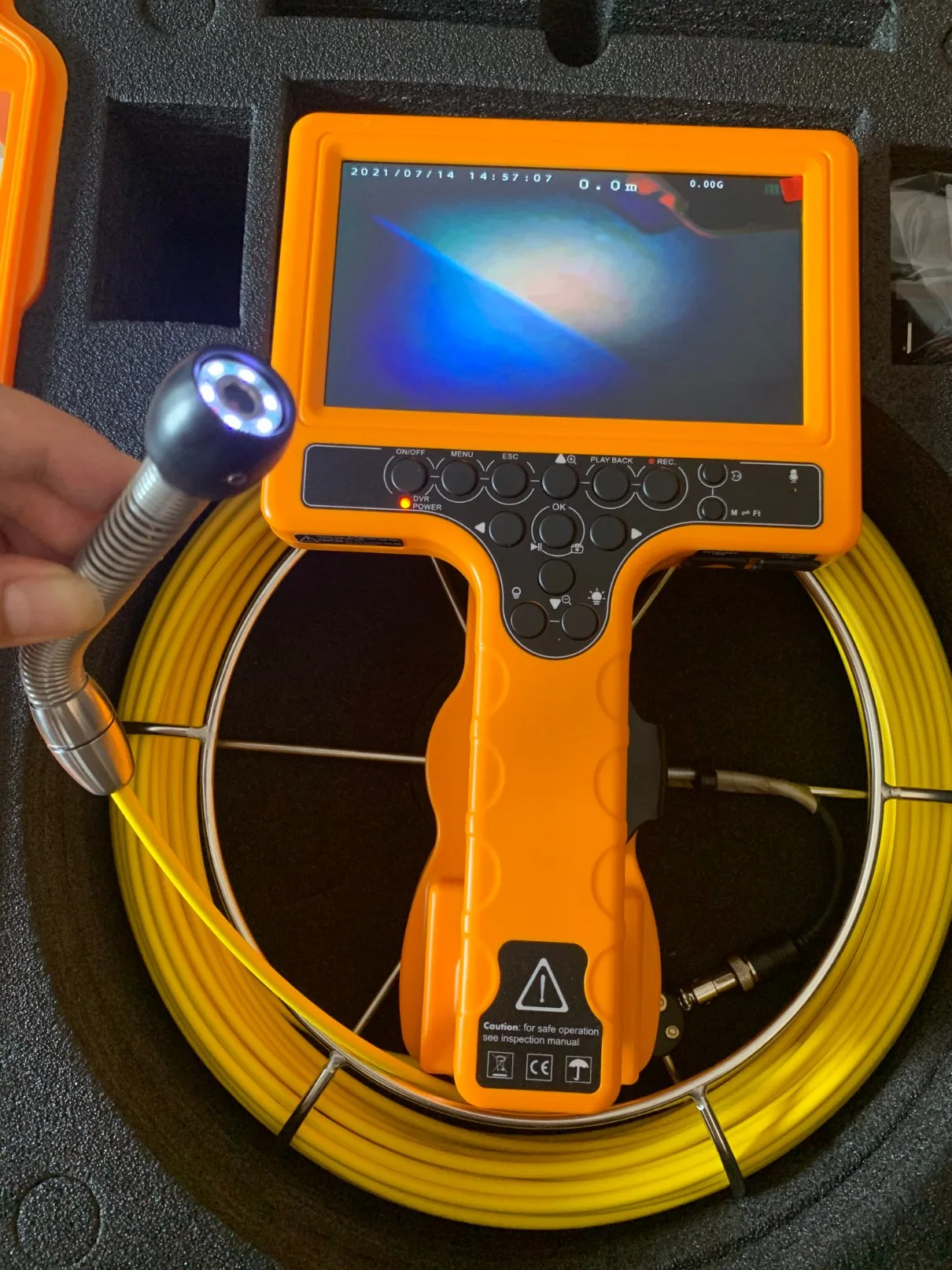 Tubo de drenaje de la Cámara de alcantarillado de la Cámara de inspección con 17mm de diámetro, prueba de 20m de cable, pantalla LCD de 7 pulg.