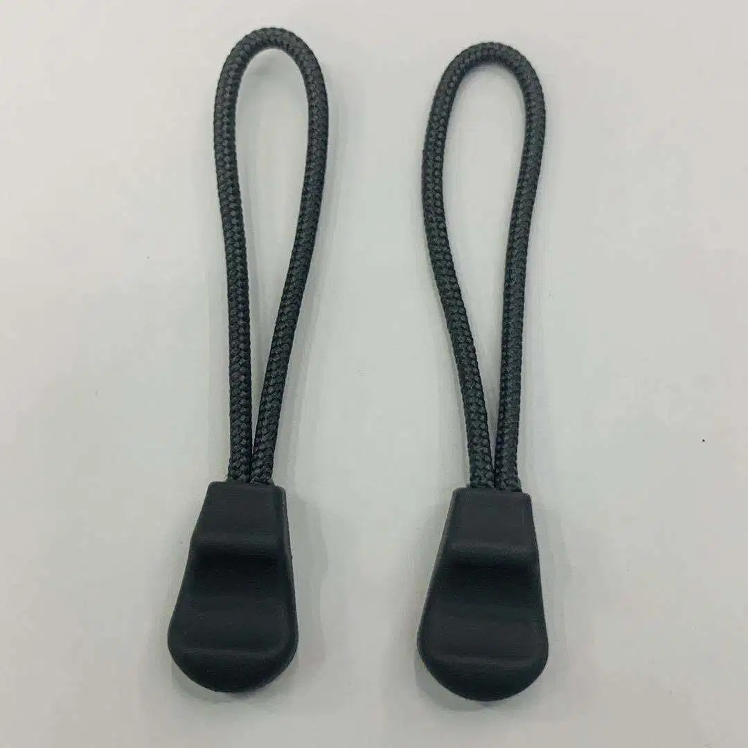 Black Zipper Tags Cord Lock Pulls Extension Zip Fixer for Backpacks Jackets Luggage Purses Handbags