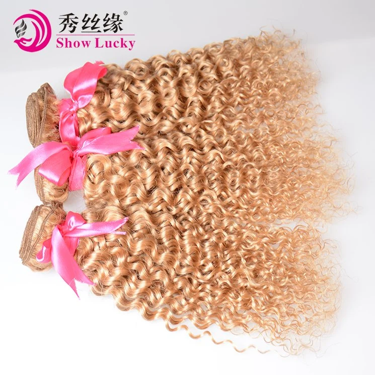 Blonde Color #27 Cambodian Kinky Curly Unprocessed Virgin Hair Weaving at Wholesale/Supplier Price