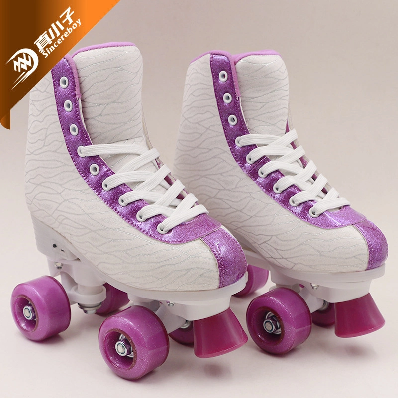 Wholesale Sports Shoes Fitness Entertainment Double Row Roller Flash Skates Shoes for Girls