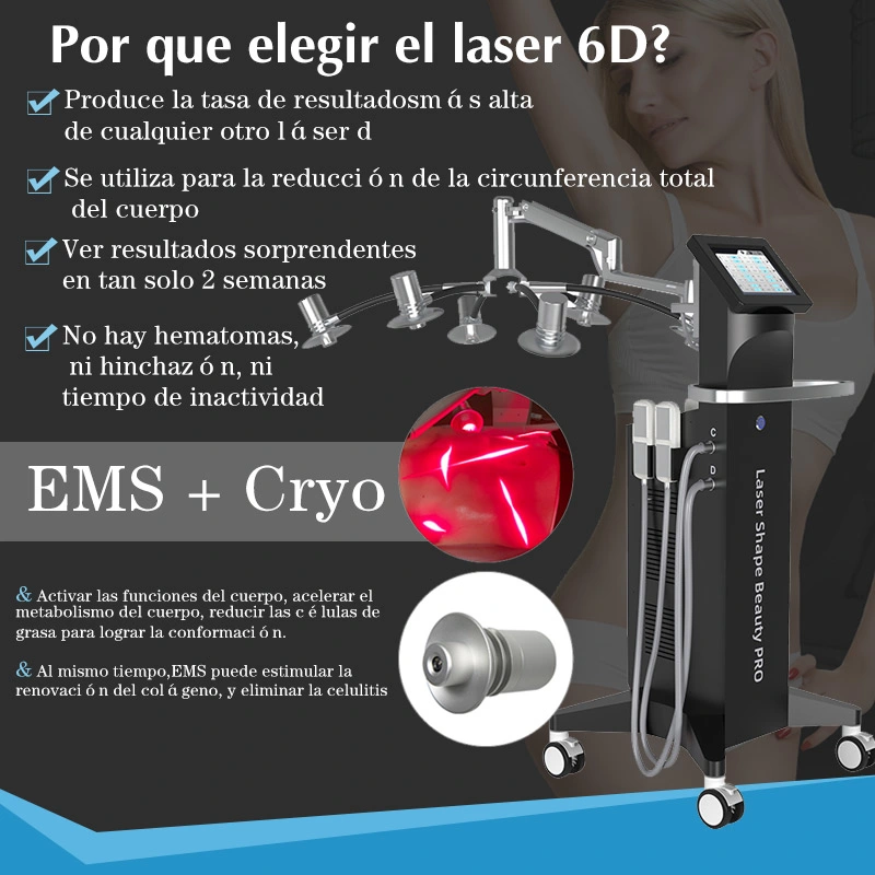 EMS Láser Lipo 6D 6D Laser Slim Body máquina láser 6D forma el equipo de adelgazamiento de la liposucción 1470nm