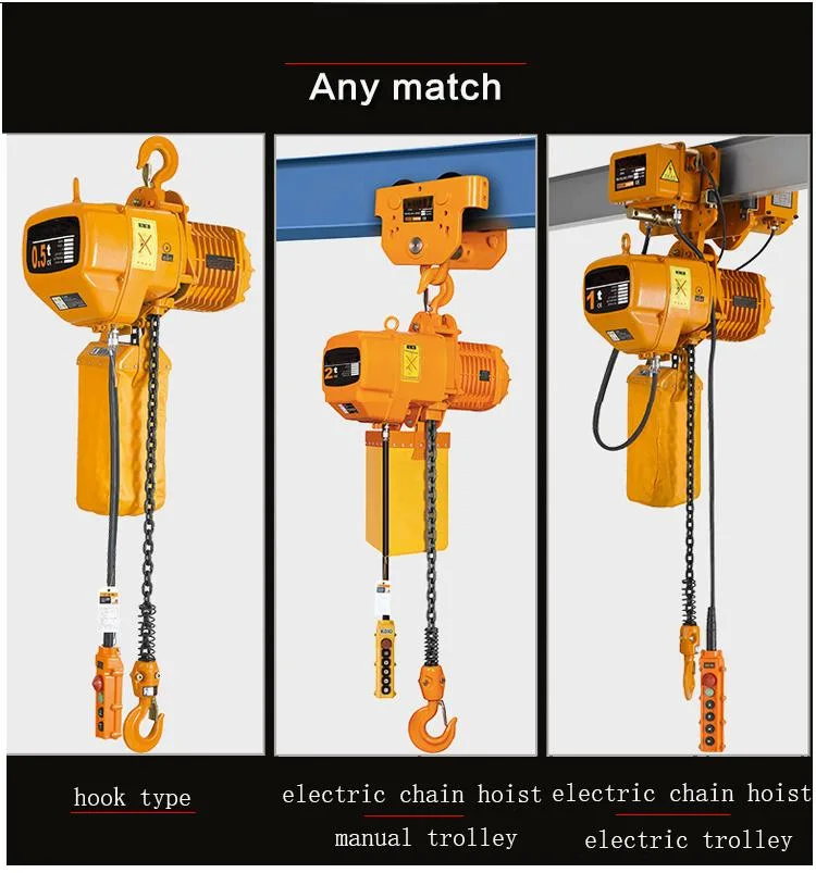 1 Ton Electric Chain Hoist with High Working Efficiency Electric Hoist with Manual Trolley