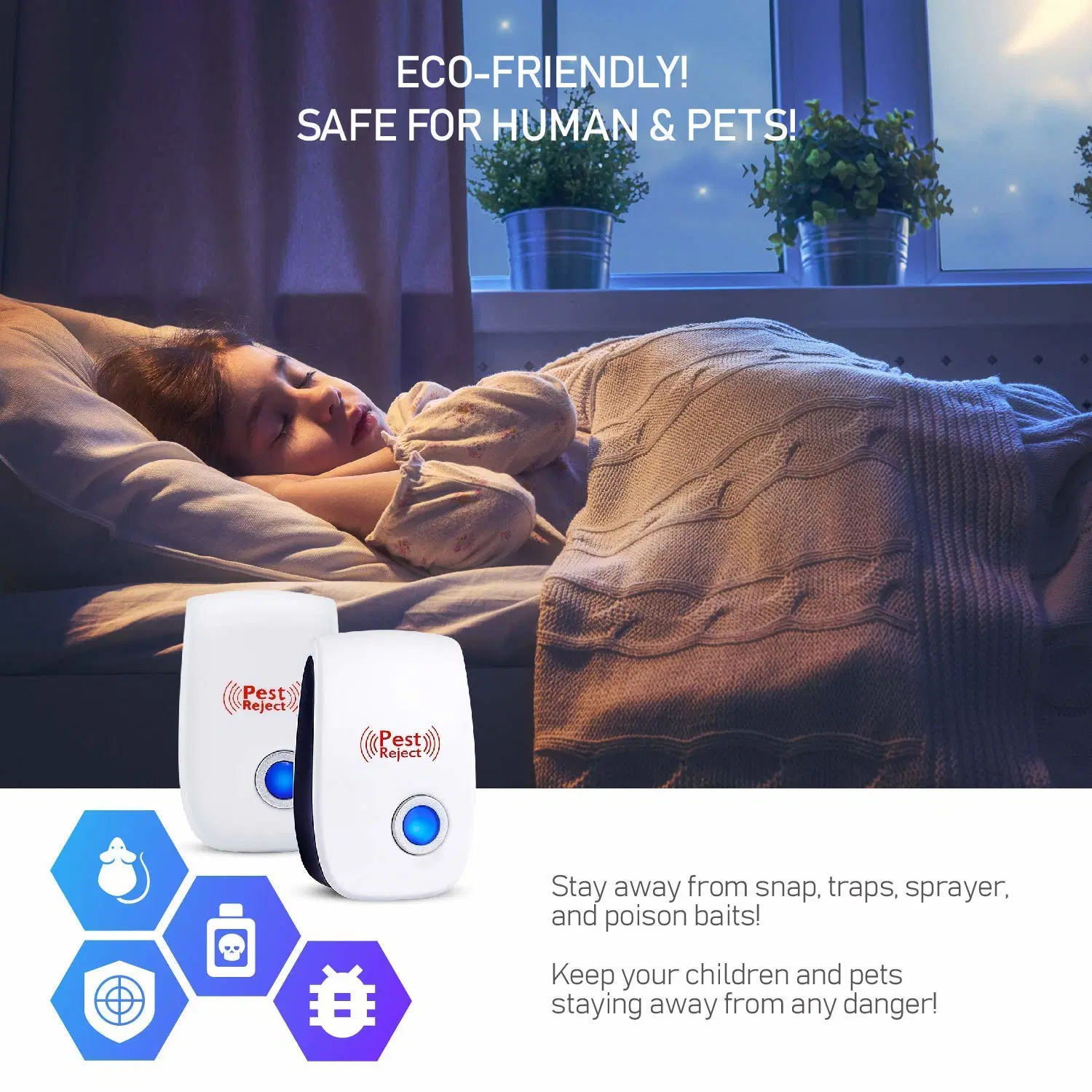 Ultrasonic Smart Plug-in Pest Control Mouse Repellent for Mosquito, Mice, Roach, Spider and Fly