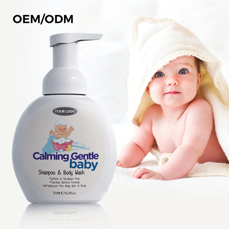 OEM ODM 500ml Private Label natürliche Bio Baby Hautpflege 2 in 1 Beruhigend Sanfte Baby Shampoo &amp; Body Wash