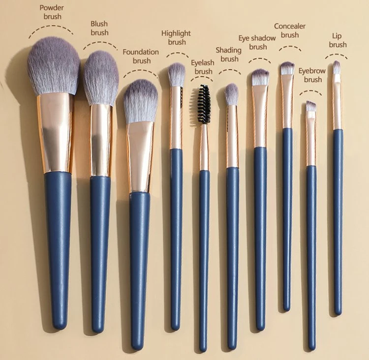 Ensemble DE 10 PIÈCES de haute qualité Professional Luxury Blue Color Eyeshadow maquillage Kit de brosse