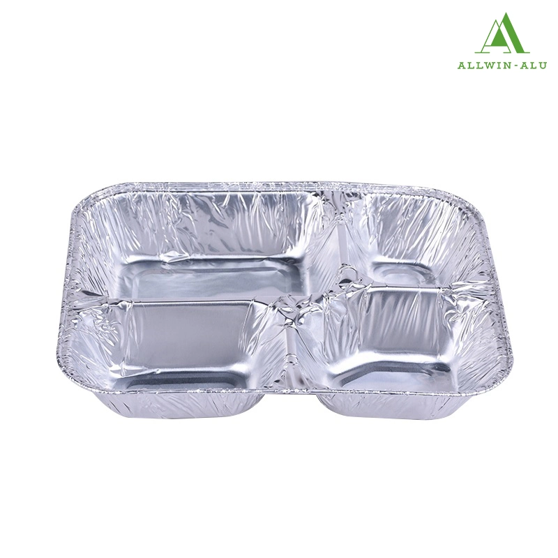 800ml Disposable 4 Compartment Foil Food Container/Tray/Pan/Plate for Fast Food