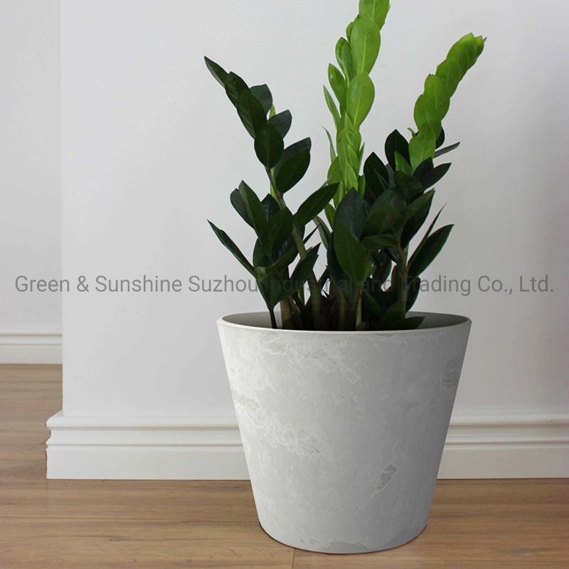 Home Decoration Eco Friendly Plastic Plant and Flower Pot Natural Stone Finishing