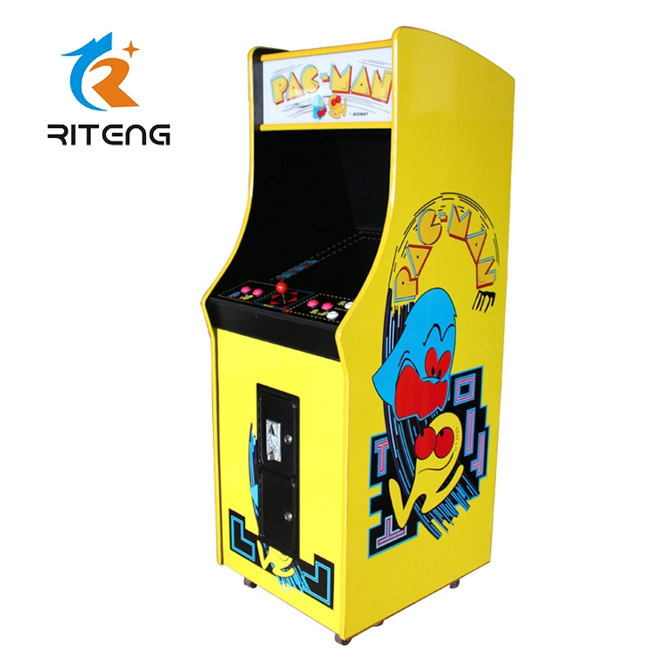 Máquina de arcade vertical de videojuegos con monedas, gabinete multi juego PAC Man.