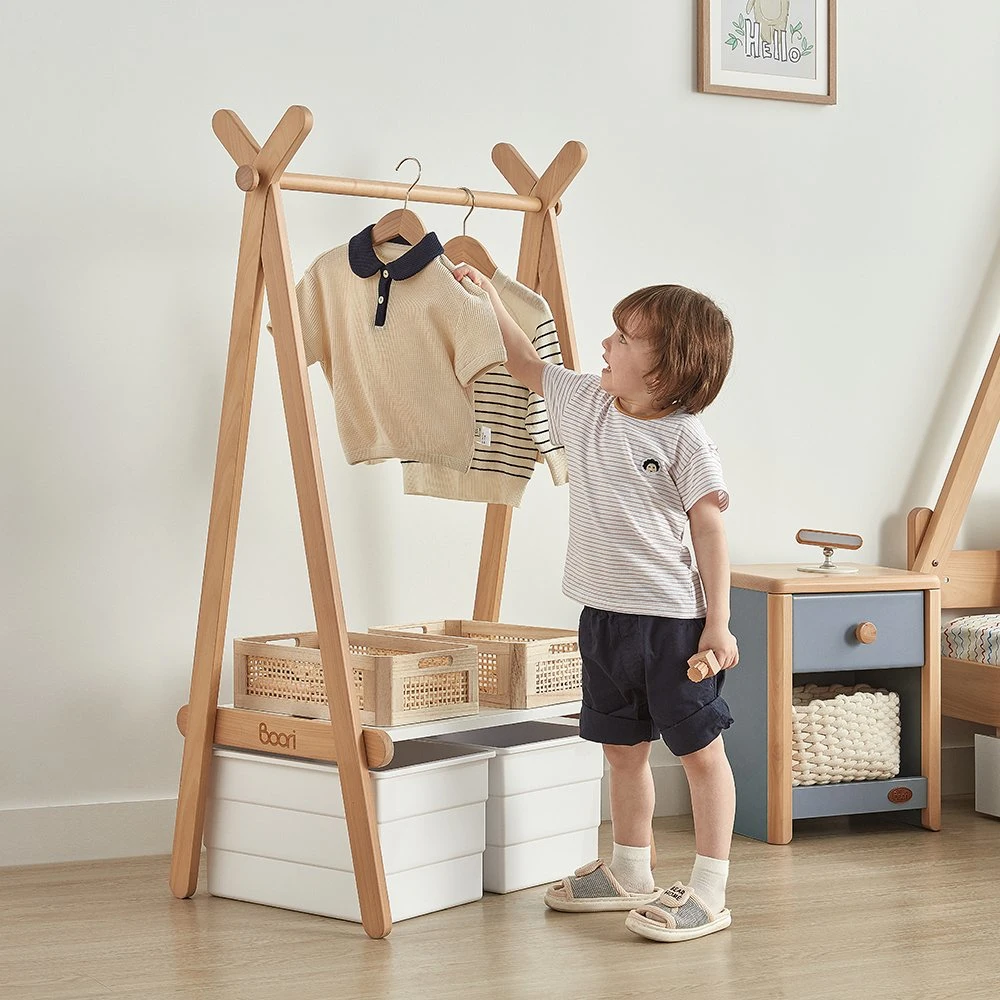 Boori Freestanding Small Wooden Kids Clothing Rack