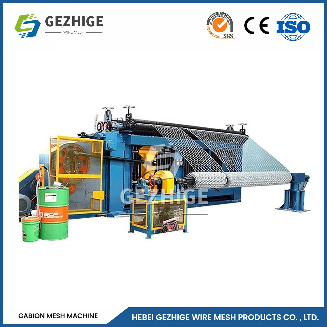 Gezhige Custom Automatic Wire Mesh Machine Manufacturing 60*80 mm Mesh Opening Woven Gabion Wire Machine China Infrared Ray Safety Gabion Packing Machine