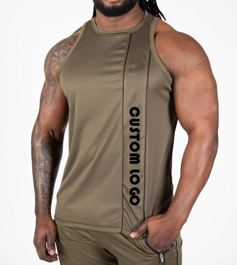 OEM Logo Singlets Stringers Wholesale Men's Sports Gym Tank Top Custom Casual Muscle Fitness Vest Men's Black Tank Tops Vest for Men