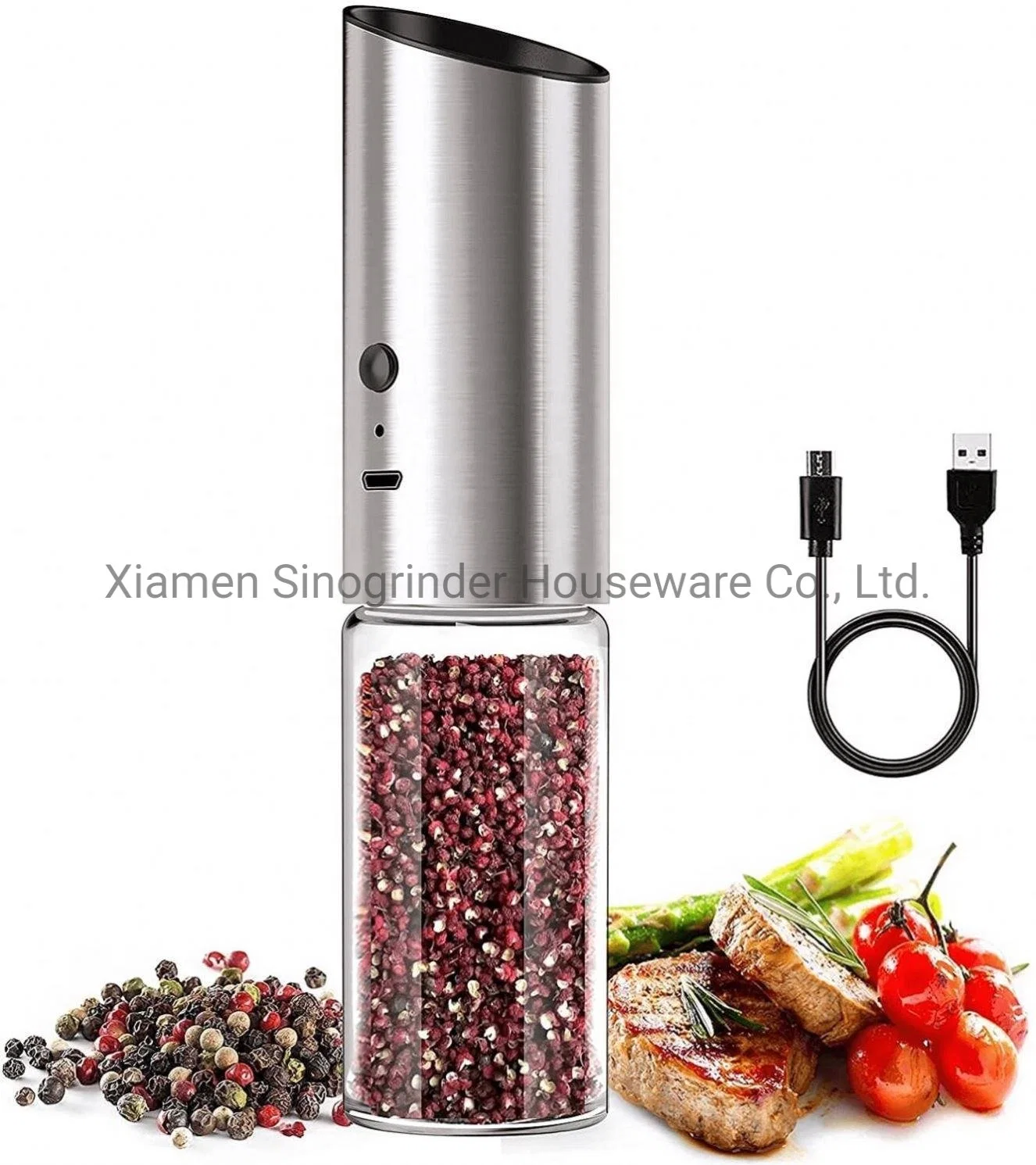 Amazon Hot Selling Spice Electric BBQ Tool Edelstahl stehlen und Kunststoff Red Salz &amp; Pfeffer Grinders Set Logo Custom