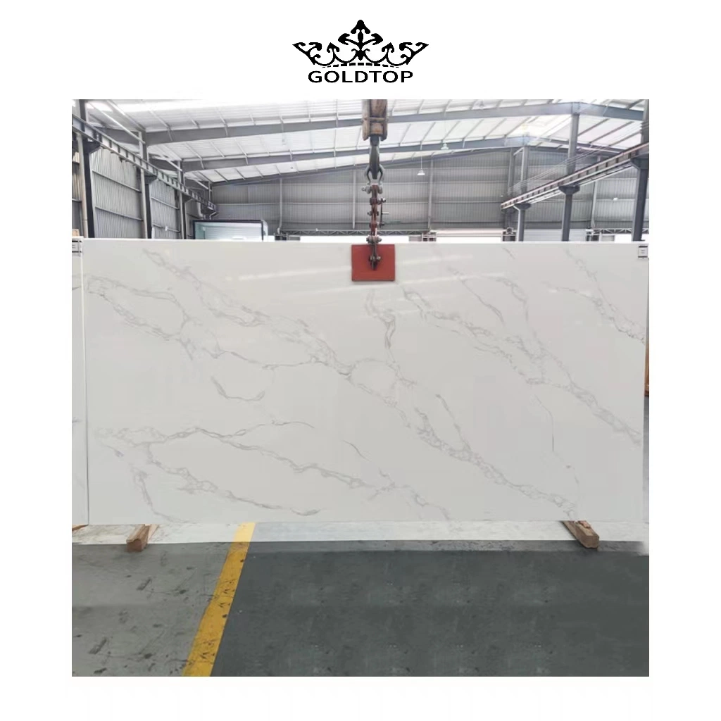 Artificial Stone Grey Veins Wholesale Calacatta White Stone Slab Quartz Cabinet/Countertop/Vanity/Wall Tiles/Floor