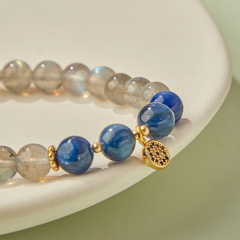 Jóias de pulseiras de Cristal Azul Natural Cinza Cristal Moonstone Strand