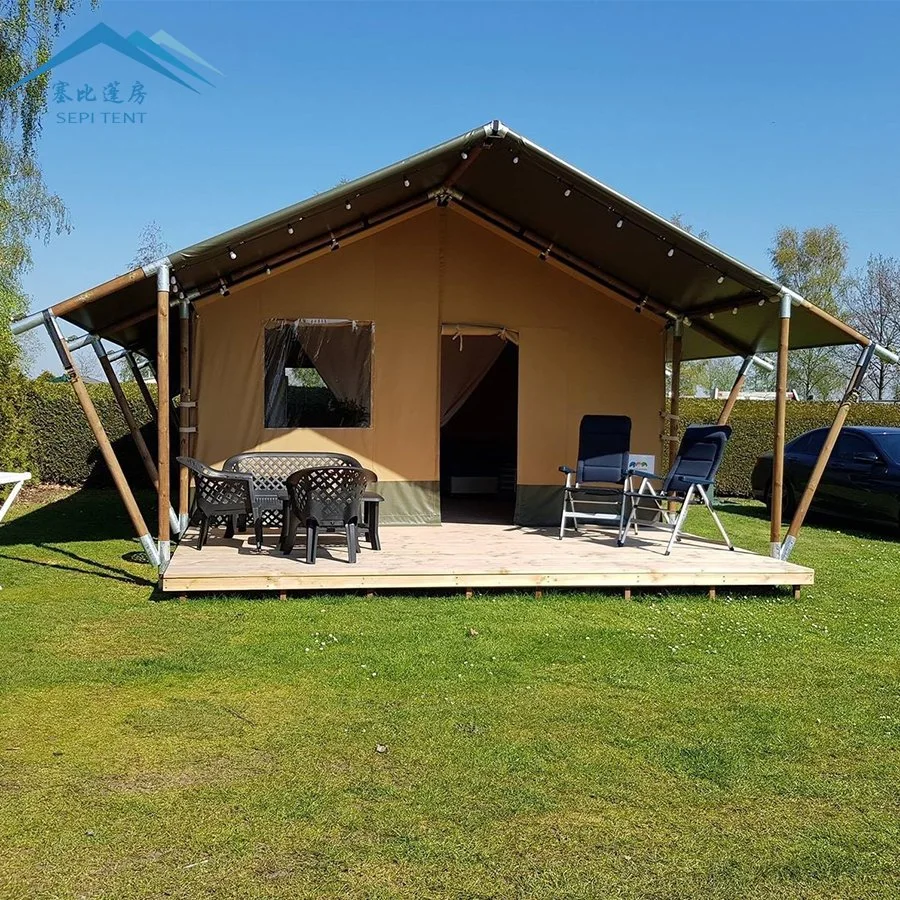 Precio de fábrica Cabaña de madera Casa de lujo para acampar en tiendas de safari Impermeable