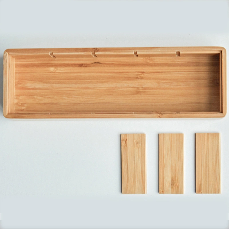 Bamboo Tableware almacenamiento Caja portaculos estuche lápiz con tapa