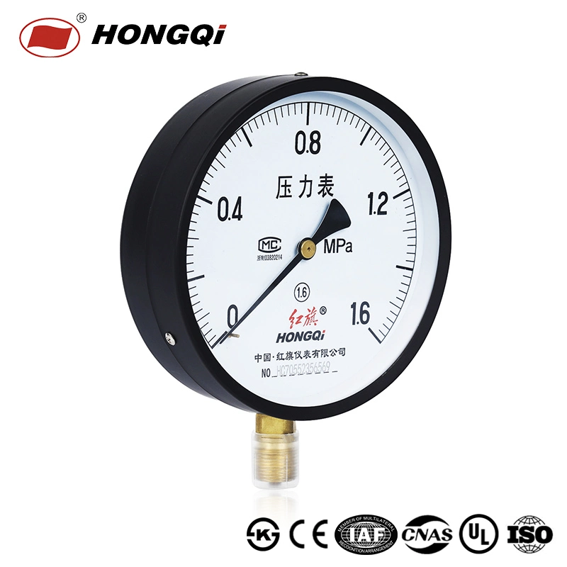 Manómetro mecánico de aire/gas/aceite/agua Hongqi ® 0-1,6MPa