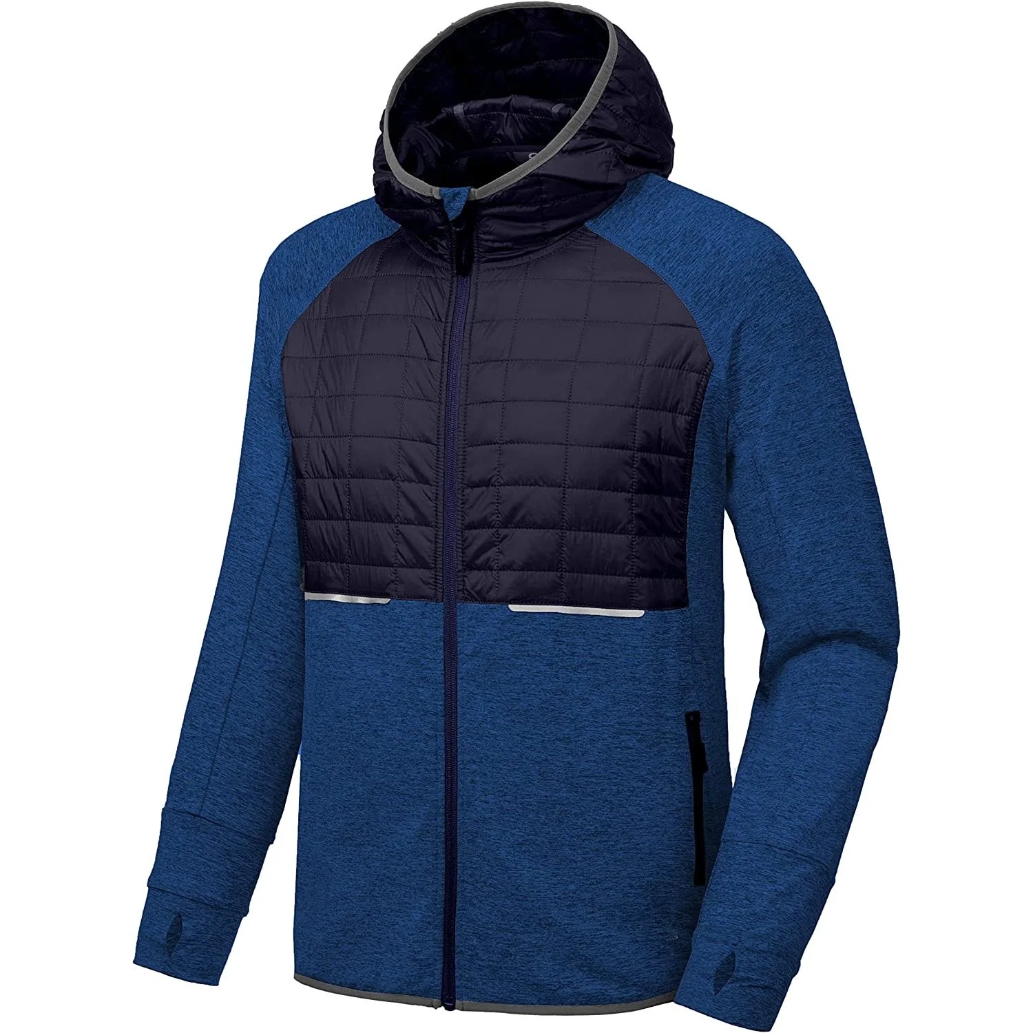 Camisolas de running com fecho completo e isolamento térmico para homem ′ S, casaco híbrido e comprido Manga Quick Dry Sportswear