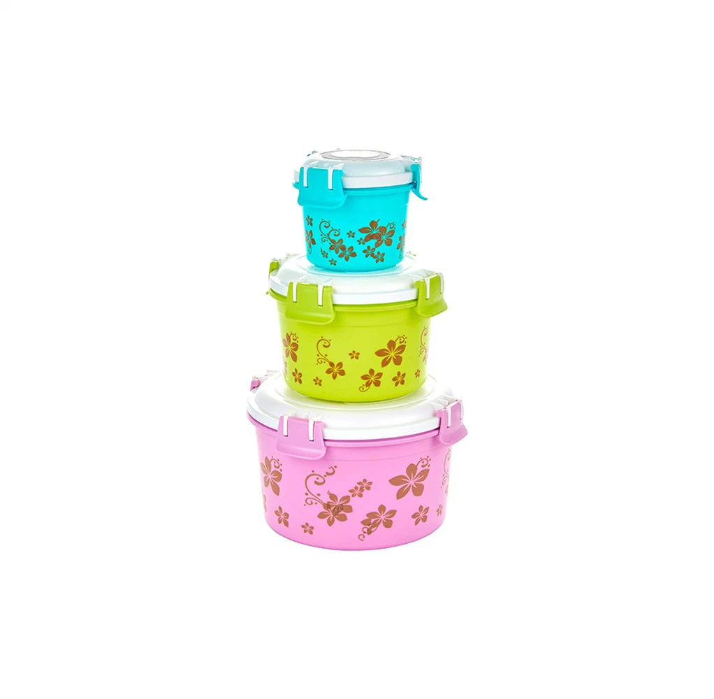 5PCS Round Clip Nested Plastic Food Containers Box