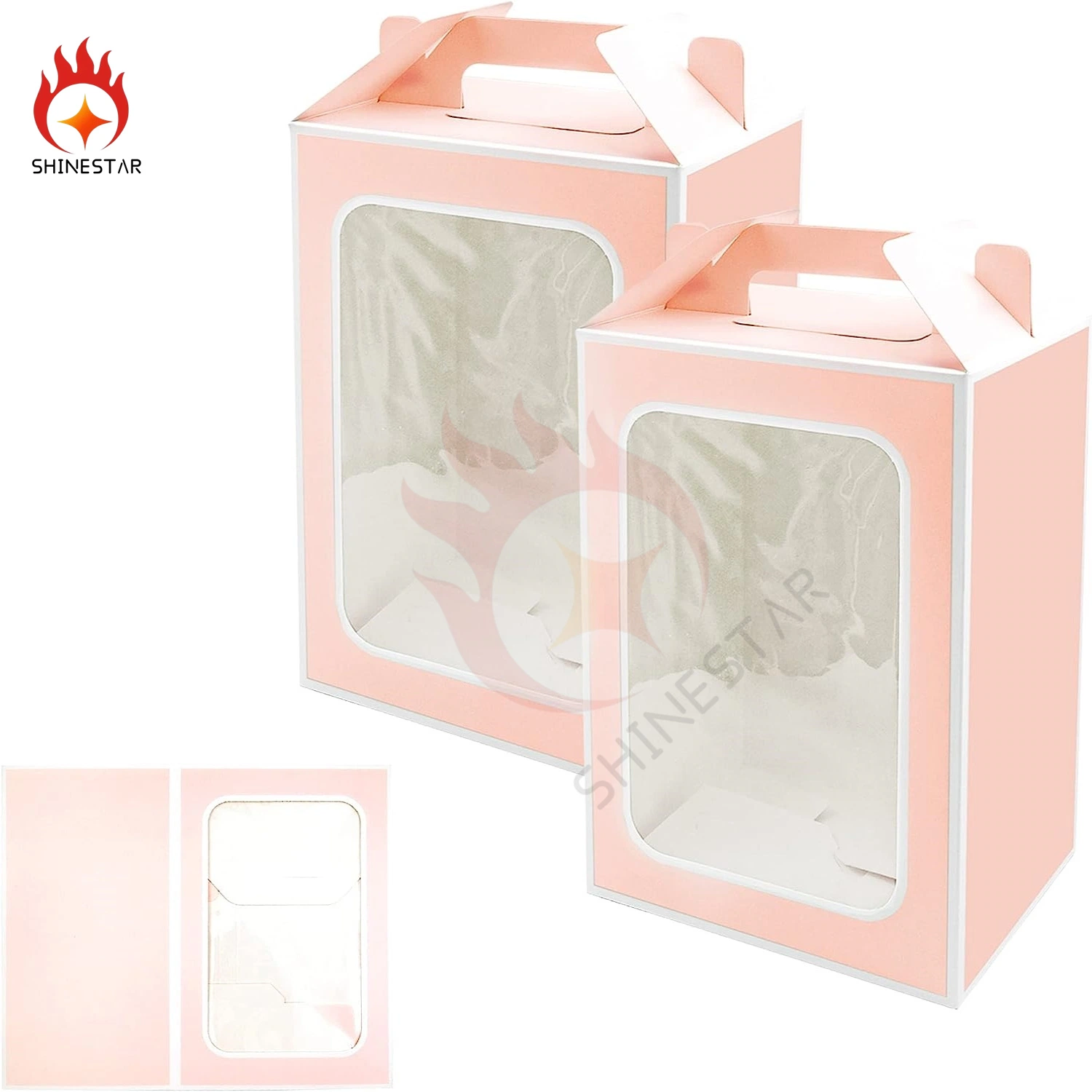 Paper Stand up Gift Bags with Handles and Transparent Window for Party