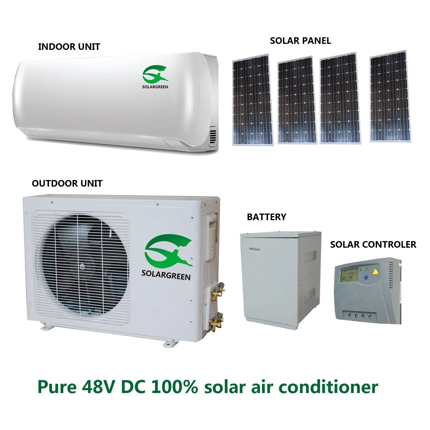 CA/CC OFF Grid Auto-Balance 48V 100% de descuento Grid Solar Powered Aire acondicionado