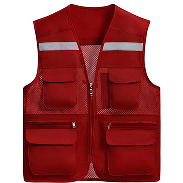 Outdoor Pure Color Safety Breathable Mesh Man Workwear Vest