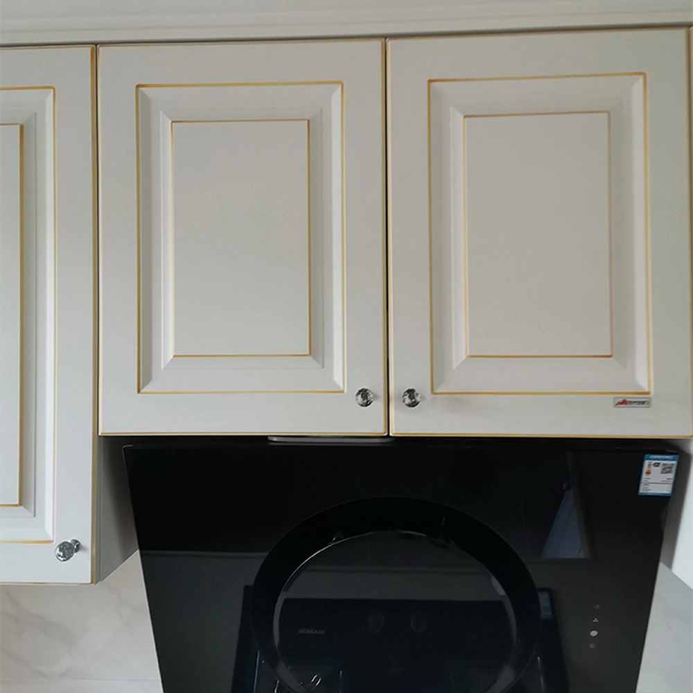 Luxury White Line Cheap PVC MDF White Kitchen Cabinet Furniture