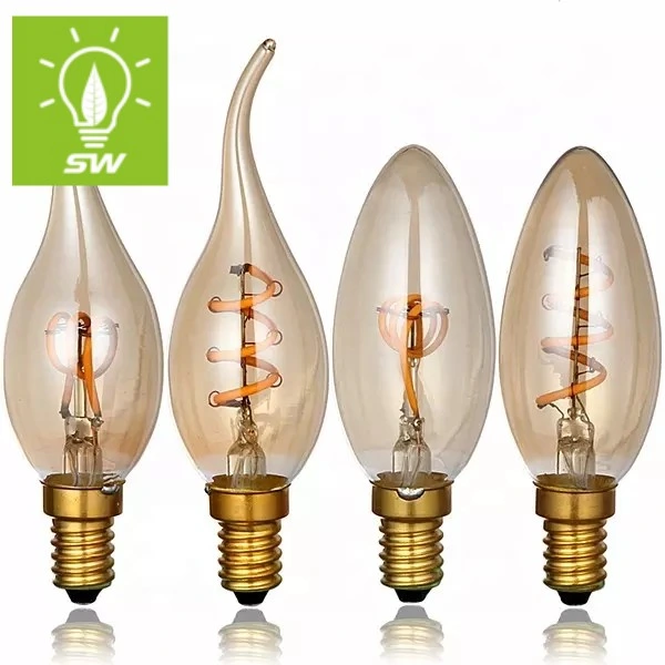 Edison Lighting and Antique Lights LED Filament Tube Bulb Tubular Bulb Edison Antique Style Decorative Vintage Lamp