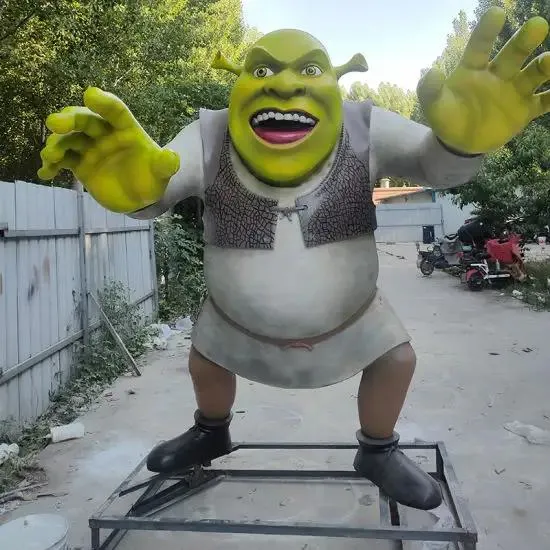 Custom Cartoon Statue Fiberglass Shrek Statue Life Size Shrek Sculpture