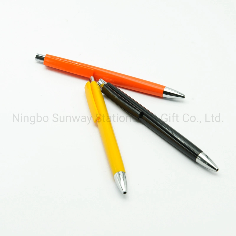 School Supplies Triangle Retractable Advertise Logo Plastic Ball Point Pen