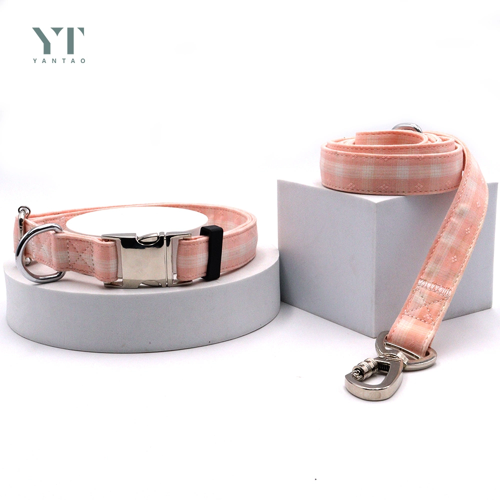 New Design Pet Supplies Spring Pattern Pink Pet Collar and Leash Custom Pet Collar with Removable Bow Accessory