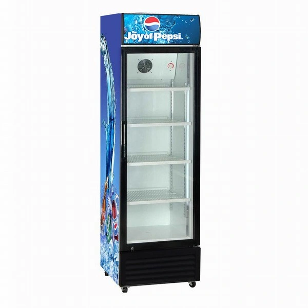 Hot Sale Restaurant Upright Showcase Cooler Cabinet for Fruit and Vegetable 388 Liters Single Door Upright Showcase, Upright Cooler, Glass Door Low Noise Fridge