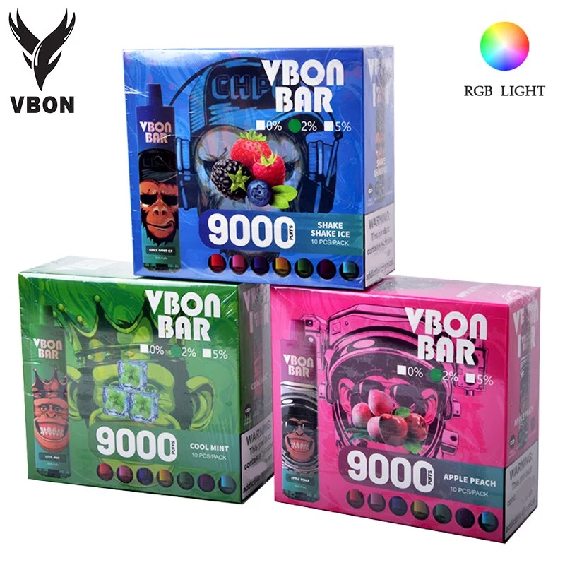 Original 9000 Puff Disposable/Chargeable RGB Light Vbon Bar 5%2%0% Wholesale/Supplier CE Vape
