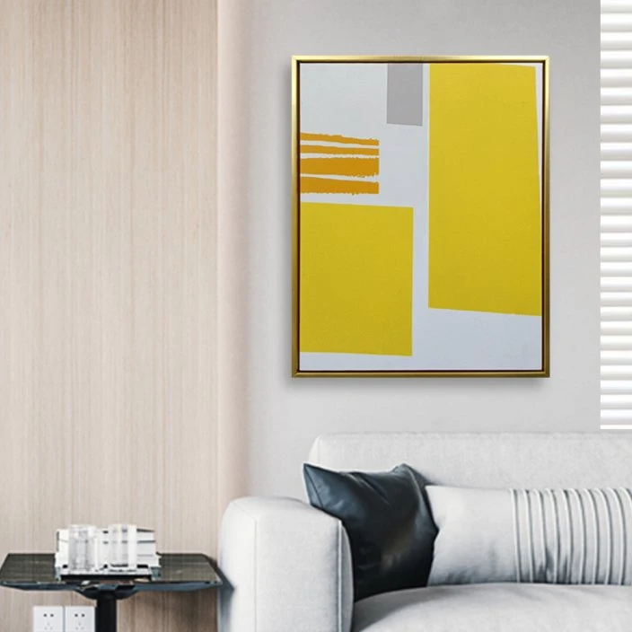 Light Luxury Color Blocking Painting Yellow Art Living Room Sofa Background Wall Mural