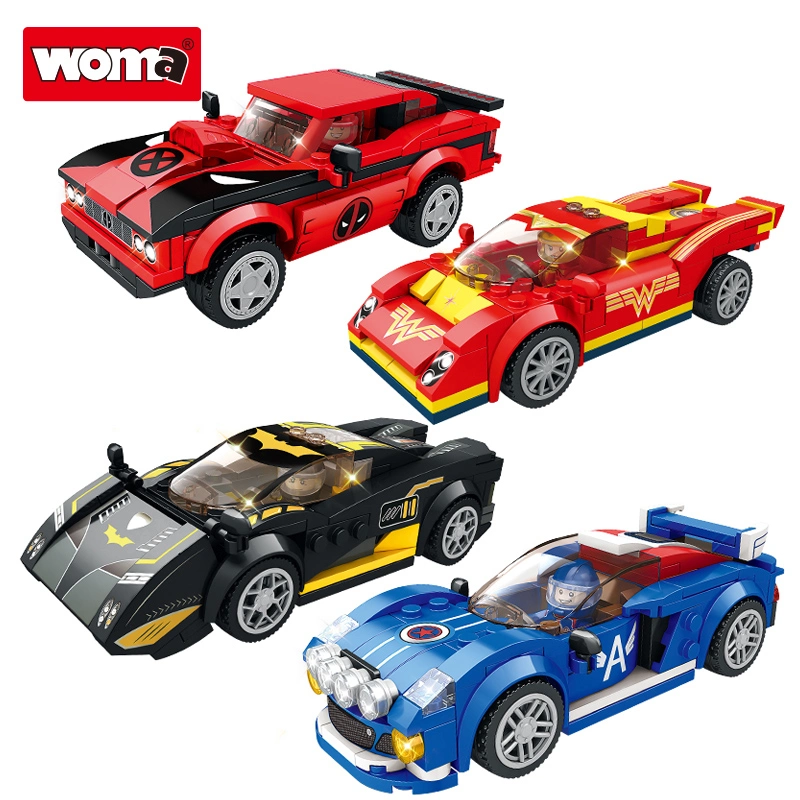 Woma juguetes fabricantes de plástico Boy Sports Car Kit Car de bricolaje del modelo de coche de carreras Juego de bloques de construcción de ladrillo de pequeñas partículas juego Supercar