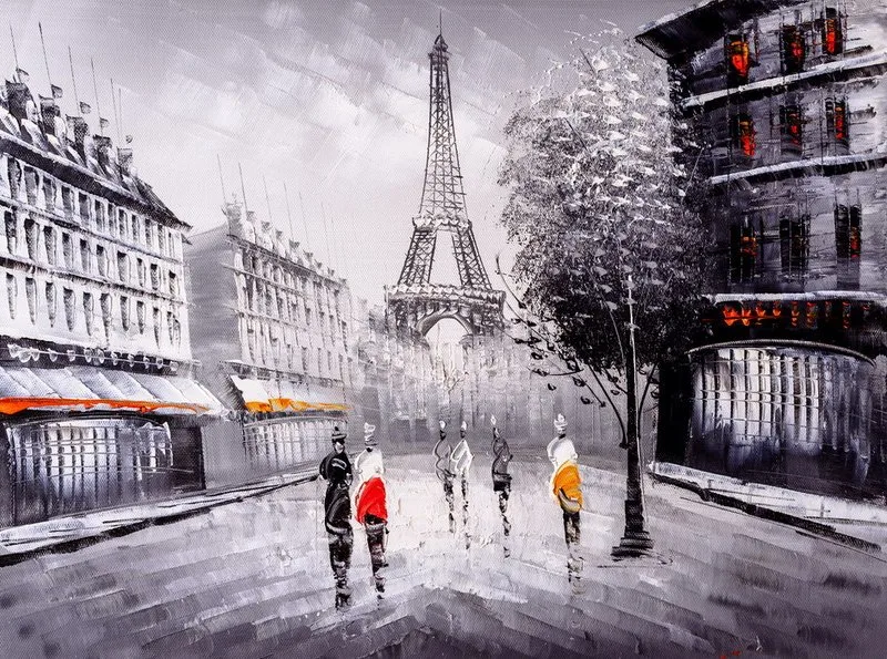 Resumo colorida Paris Paisagem na parede de lona de Arte Moderna Criativo Pintura impressa para casa a decoração do Hotel Design Personalizado