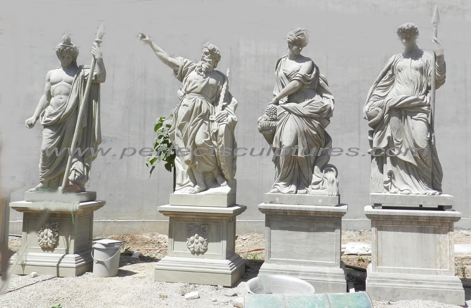 Antique Finish Garden Carved Stone Marble Carving Four Season Sculpture (SY-X1902)