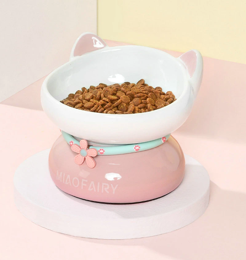 Pet Bowl Cat Bowls Non-Slip Pet Feeding Bowl Shallow Cat Water Bowl Macaron Ceramic Wbb19343