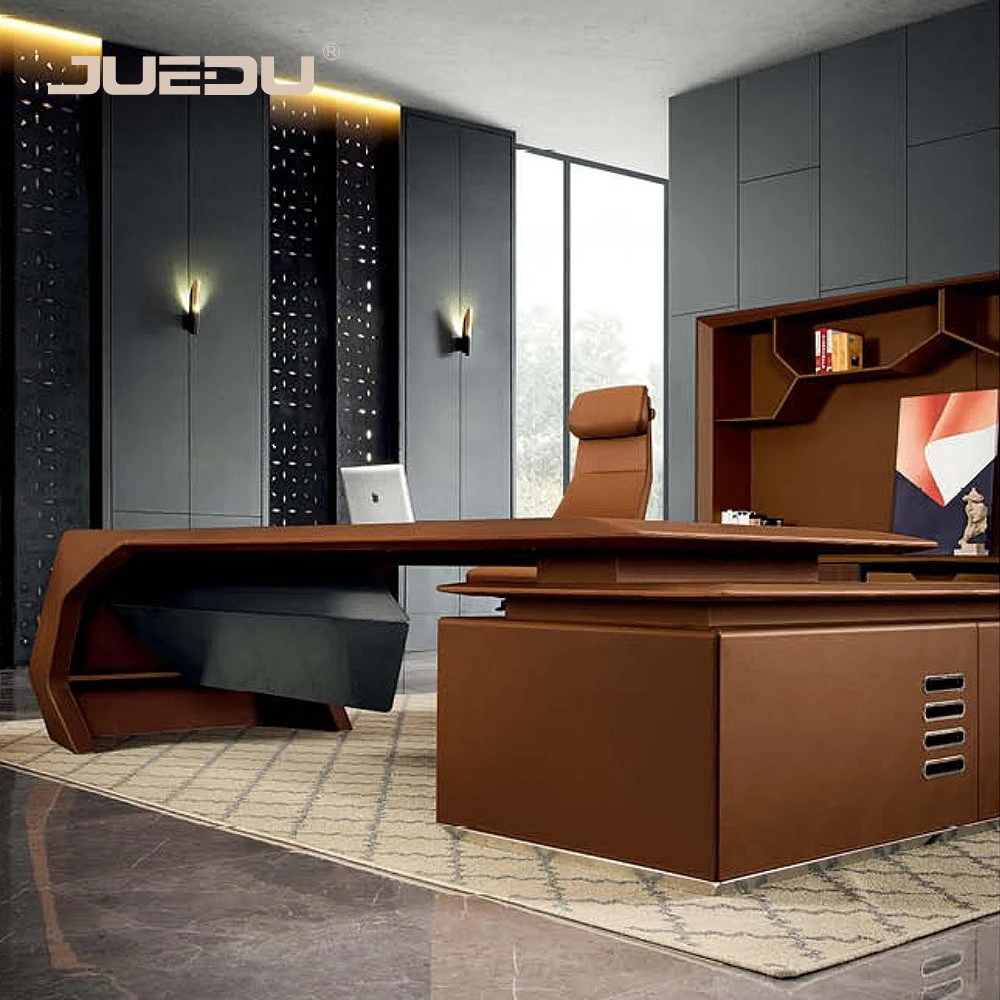 High End em pele de alta qualidade Luxury Modern L Shape High End Director Director Executivo CEO mobiliário escritório Mesa