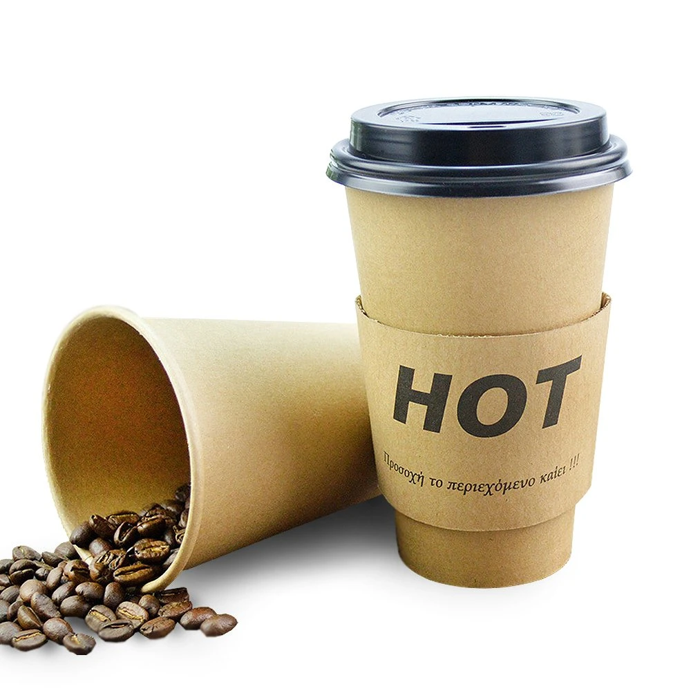 China Made Biodegradable Disposable Single and Double Wall Custom Printed PLA Coated Coffee Paper Cups with Logo and Lid