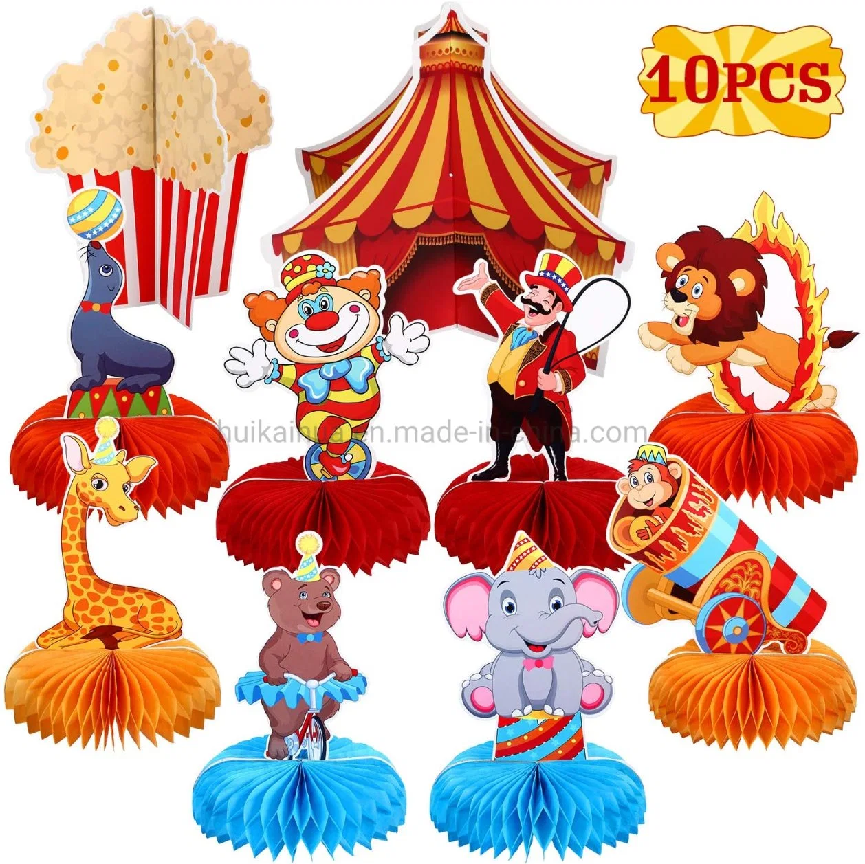 Handmade Artifacts Circus Theme Party Decoration Paper Honeycomb Centerpieces Set