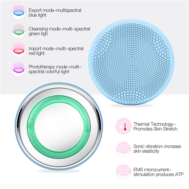 Silicone Facial Cleansing Brush Wireless Charging Electric Ultrasonic Face Massager Waterproof